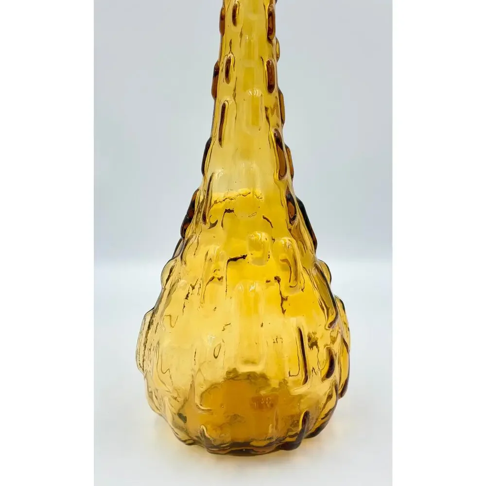 Vintage Italian Empoli Amber Glass Decanter Genie Bottle Bud Vase NO STOPPER